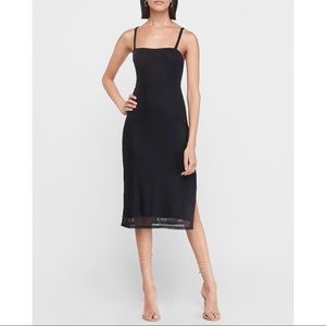 EXPRESS Square Neck Ribbed Midi Dress in Navy